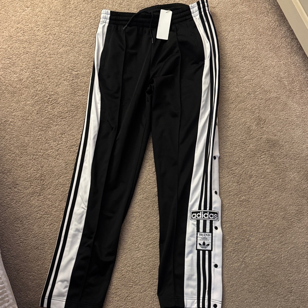 Adidas Black and White Snap Track Pants